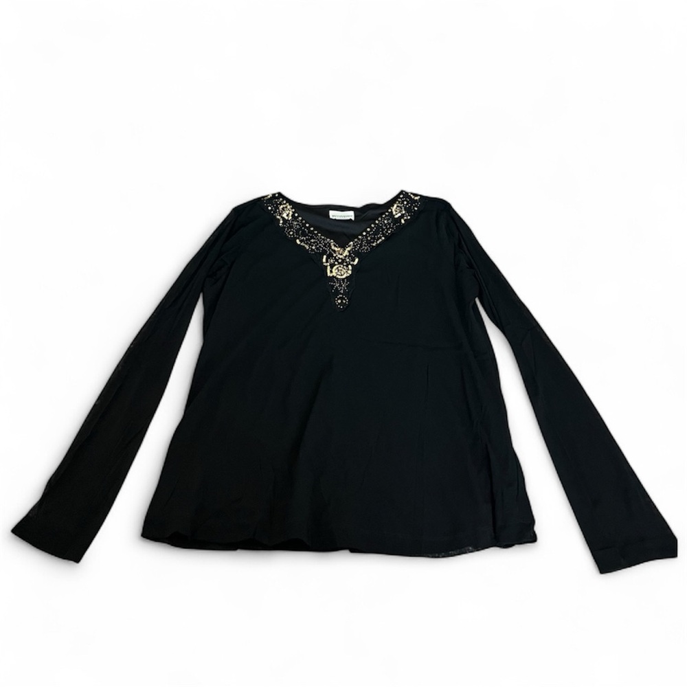▪️MOTHERHOOD MATERNITY: Women’s size XL, black w/sheer arms sequin accent top▪️
